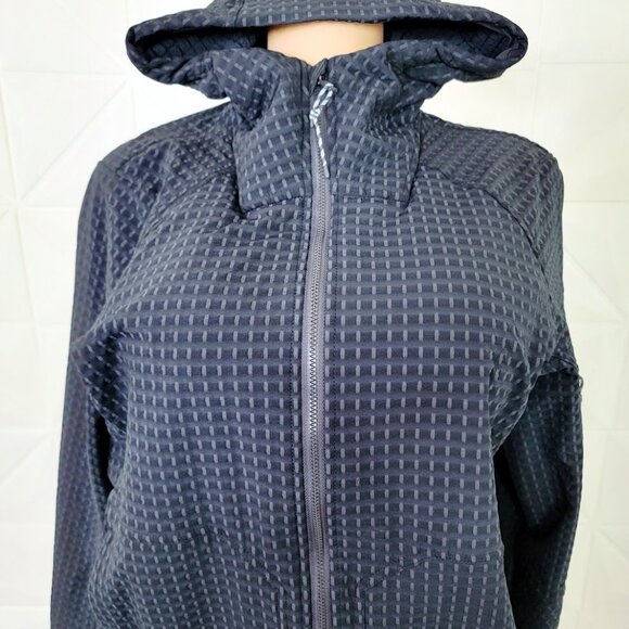 Lululemon Women Black Graphite Grey Water-Repellent Grid Fleece Hiking Jacket S - Picture 3 of 10